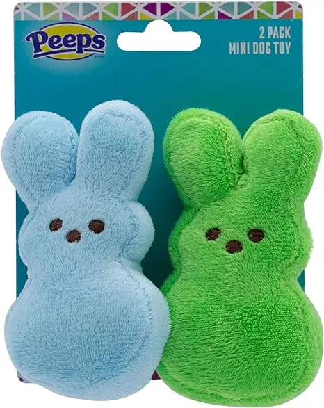 Peeps & Co Mini Blue & Green Plush Bunny Toys for Dogs - 2 ct