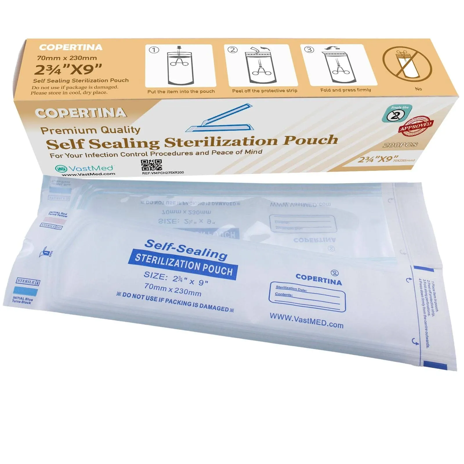 600pcs Copertina Self Seal Sterilization Pouches with Dual Indicators for Dental ...