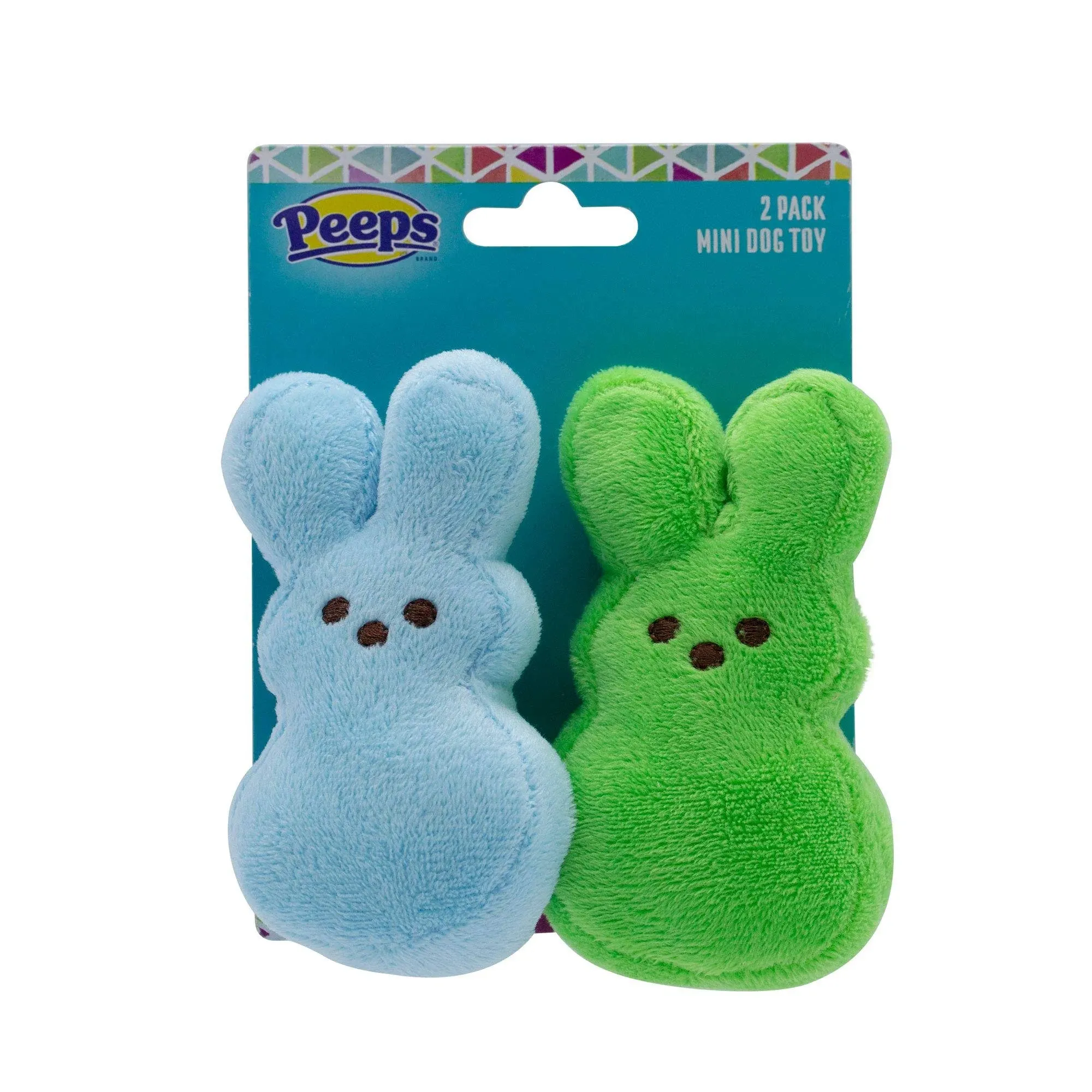 Peeps & Co Mini Blue & Green Plush Bunny Toys for Dogs - 2 ct