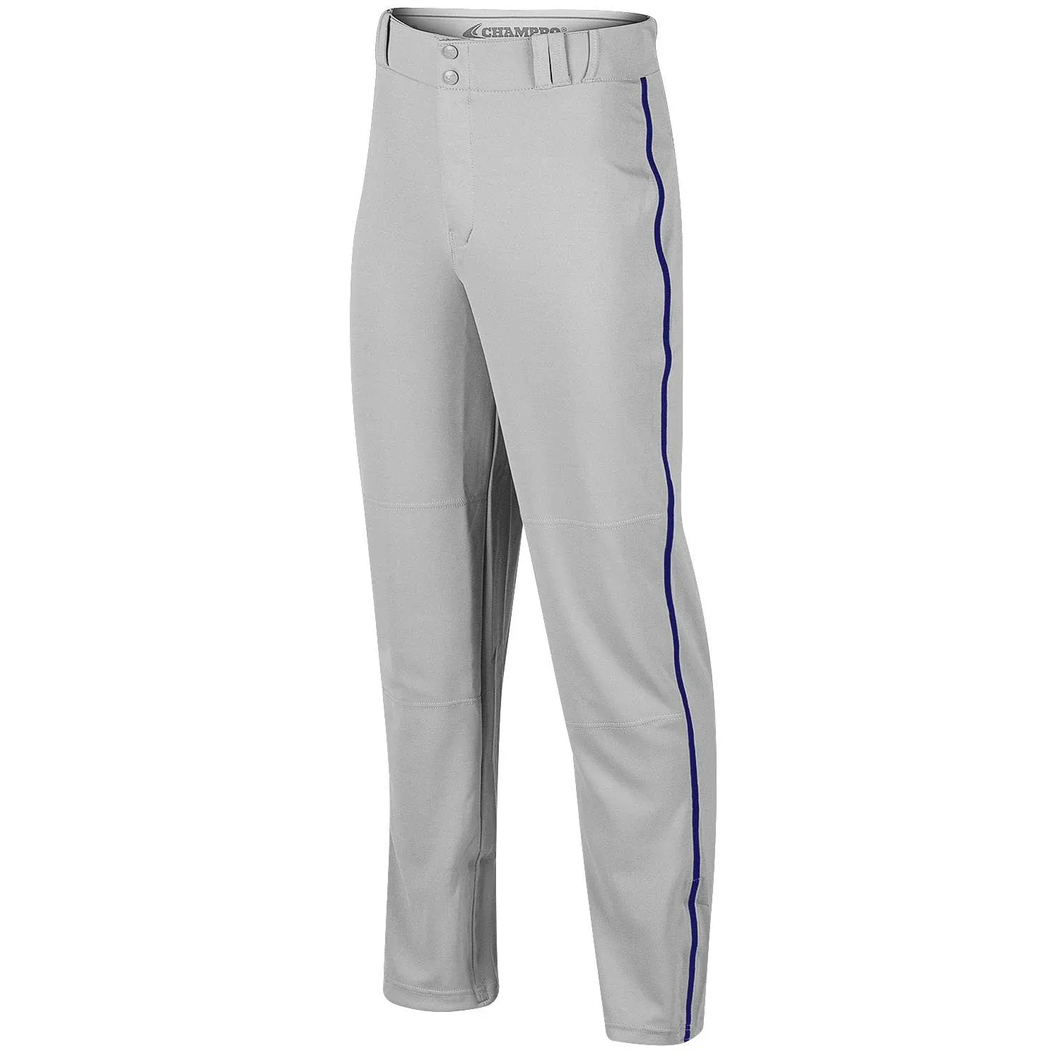 Champro Triple Crown Open Bottom Adult Baseball Pants W/Piping - S / Grey/Navy