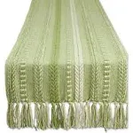 Dii Antique Green Braided Stripe Table Runner 15x72"