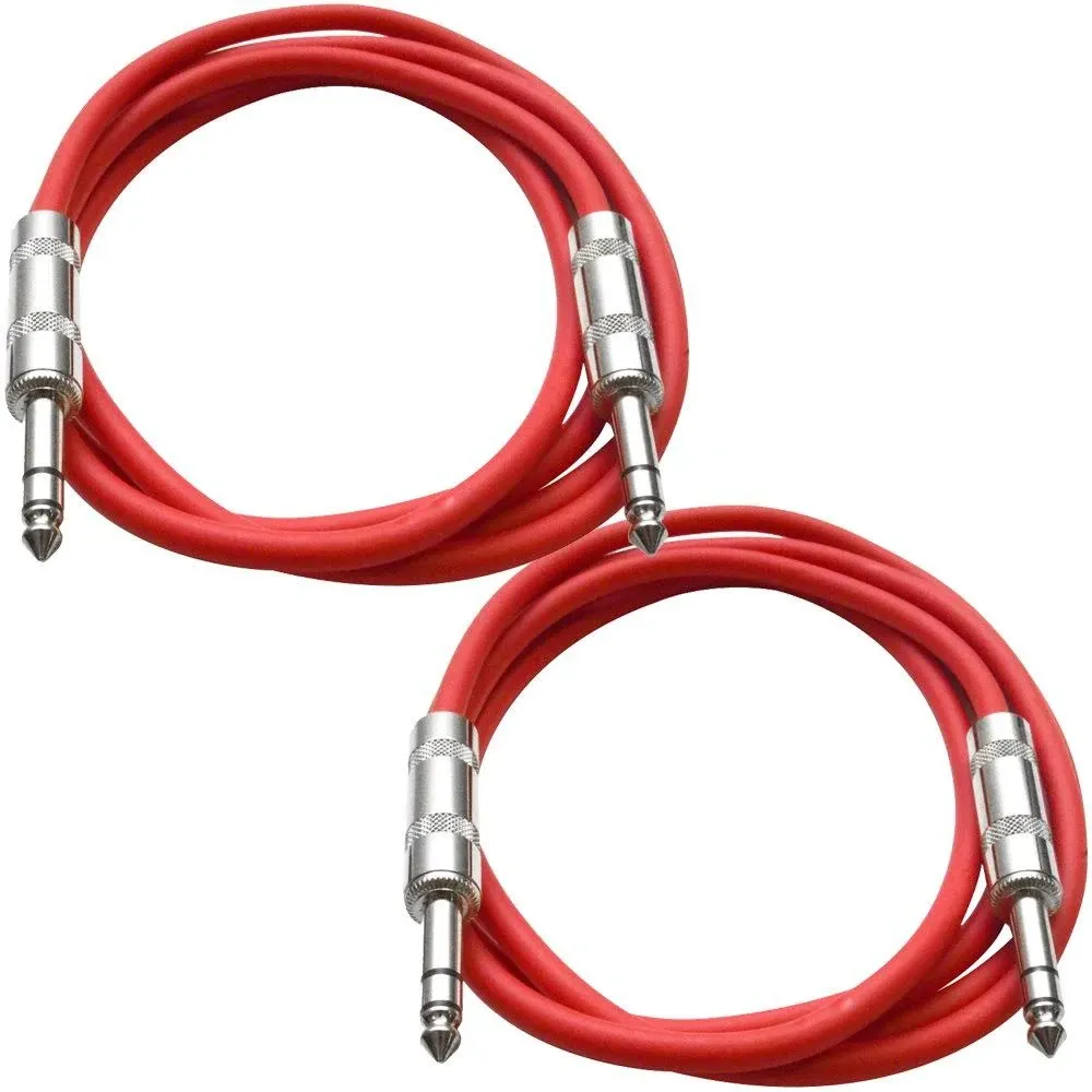 Seismic Audio - SATRX-2-2 Pack of 2' 1/4" TRS male to 1/4" TRS male Patch Cables ...