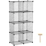 C&AHOME Wire Cube Storage, 8-Cube Organizer Metal C Grids Storage, Storage Bins Shelving, Modular Book Shelf, DIY Closet Cabinet Ideal for Living Room, Home, Office 24.8" L x 12.4" W x 48.4" H Black