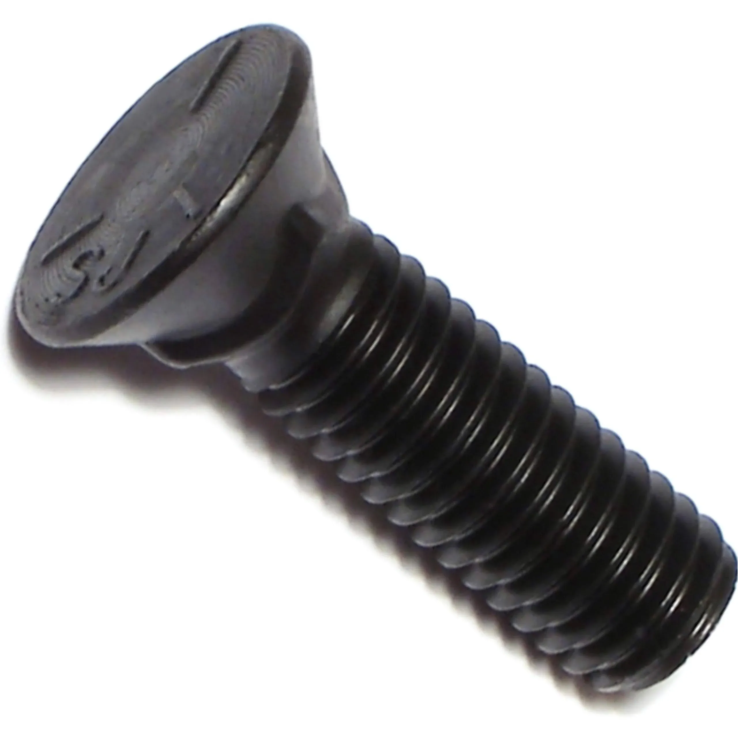 Plow Bolt, 7/16"-14 Thrd Sz, 1-1/2" L, Flat Head, Steel, Plain, 10 PK