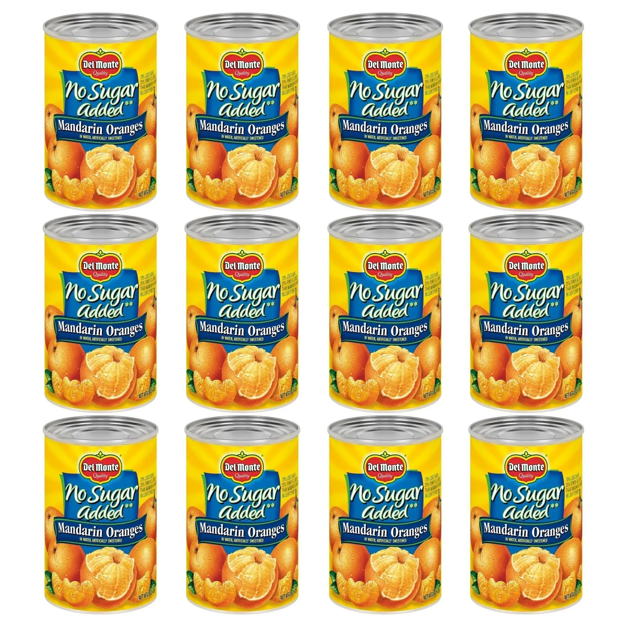 Del Monte Canned Mandarin Oranges No Sugar Added, 15 Ounce (Pack of 12)