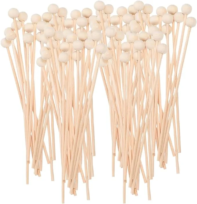 Rencongzhong 100 Pieces Rock Candy Sticks with Ball Wooden Sticks Wood Cake ...