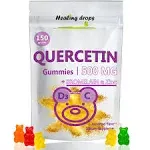 Quercetin with Bromelain Gummies - Vitamin C + Zinc + Vitamin D3 - Quercetin 500mg Gummies for Kids and Adults (1)