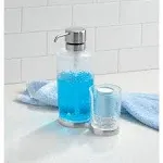 mDesign Plastic Refillable Mouthwash Dispenser/Cup Organizer - Clear/ Brushed