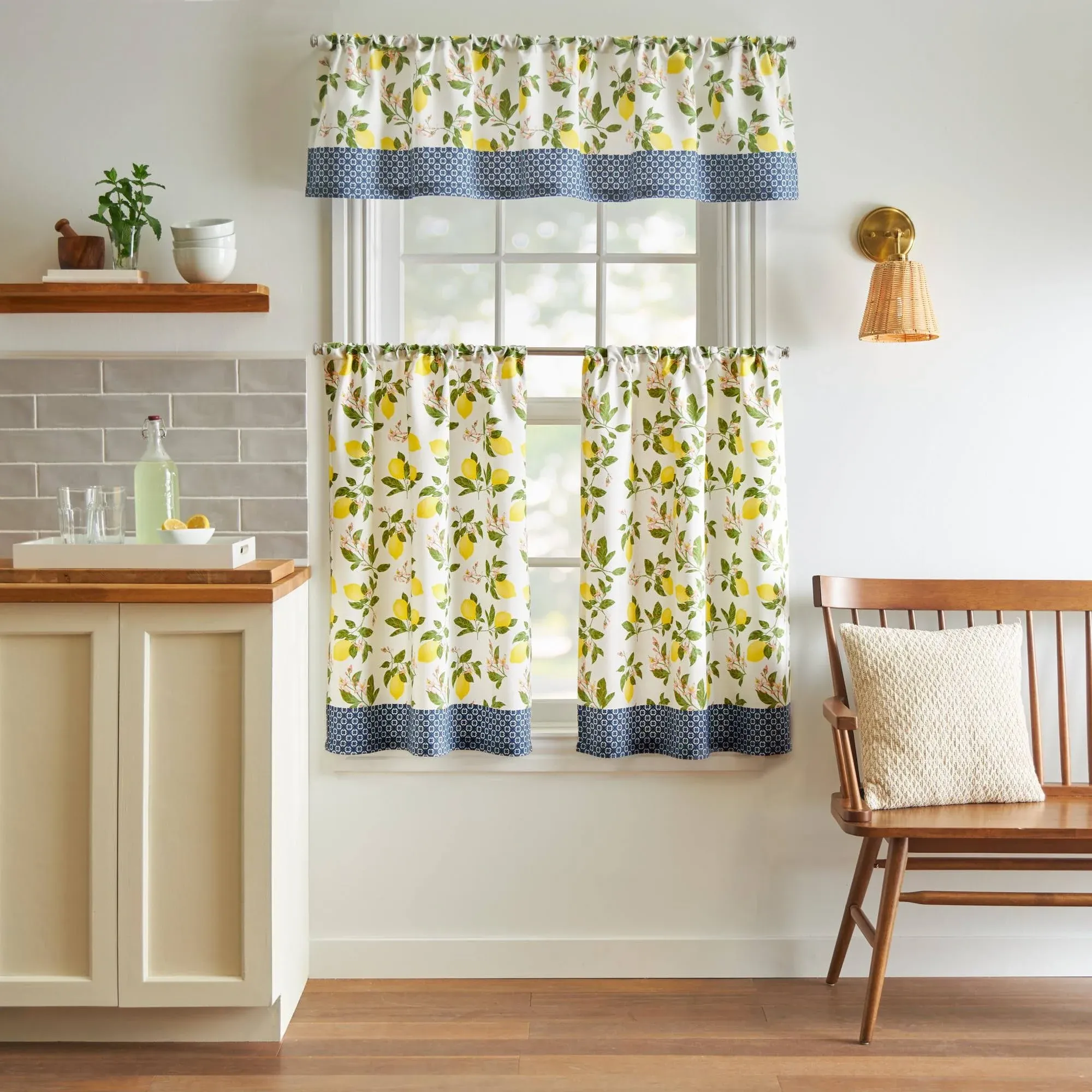 Martha Stewart Lemons 3-Piece Valance & Tiers Set