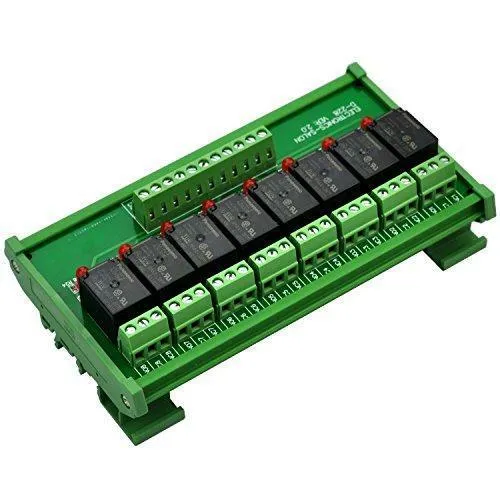 Electronics-Sa<wbr/>lon DIN Rail Mount 8 SPDT Power Relay Interface Module. (Operating