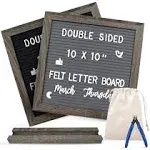 Felt Letter Board 10x10" Announcement Board Double Sided Letter Board Sign for Tabletop/Wall Decor, Changeable Message Board with Wood Base/500 White Characters/Scissors (Rustic Wood)