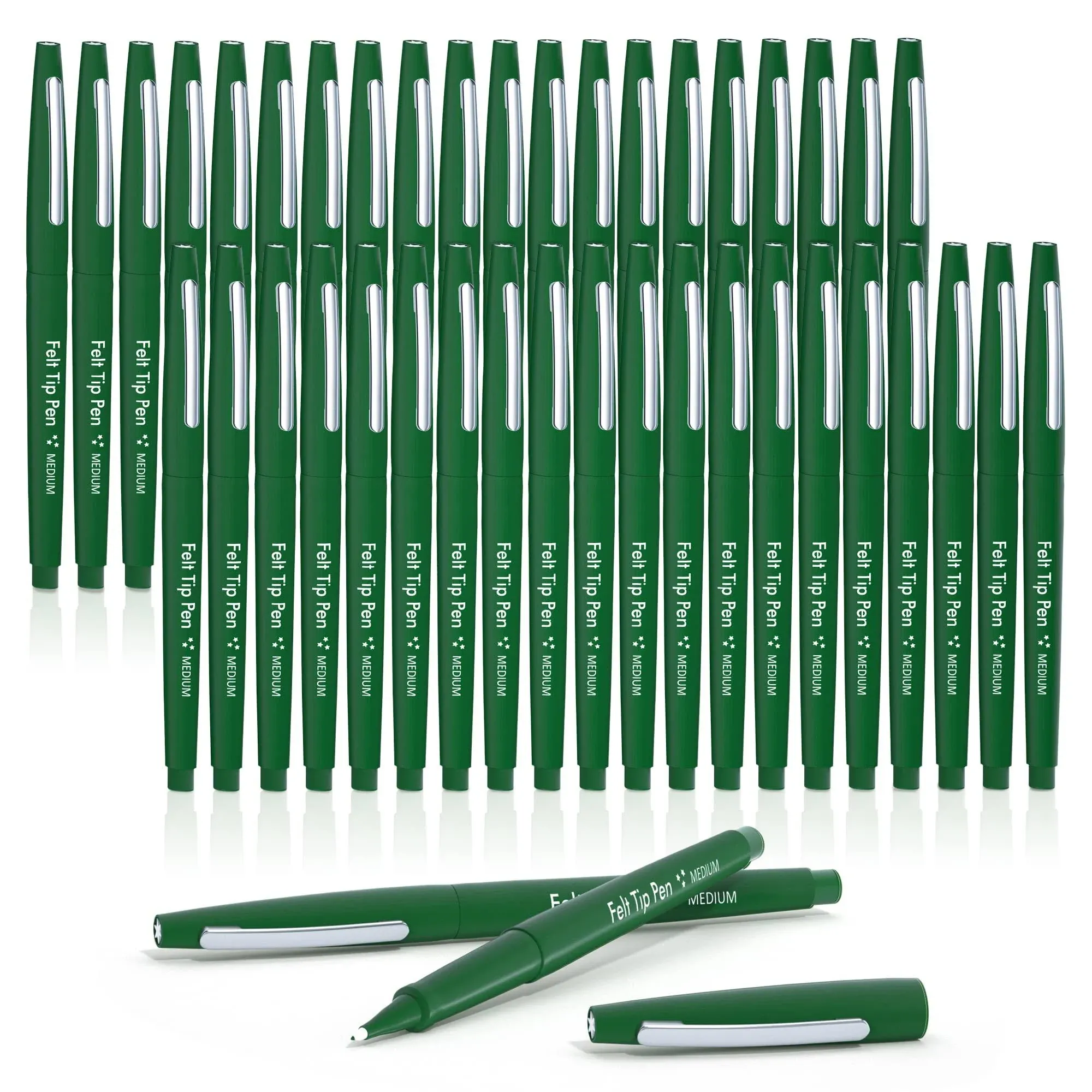 Lelix Felt Tip Pens, 40 Green Pens, 07mm Medium Point Felt Pens, Felt Tip Markers ...