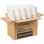 Yeehaw Coffee Cups 12 oz 500 Pack White Disposable Paper Cups Hot