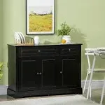 Modern Sideboard Buffet Cabinet with Adjustable Shelves and Drawers Black