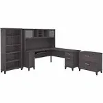 Bush Furniture Somerset 72W L Shaped Desk with Hutch, Lateral File Cabinet and B