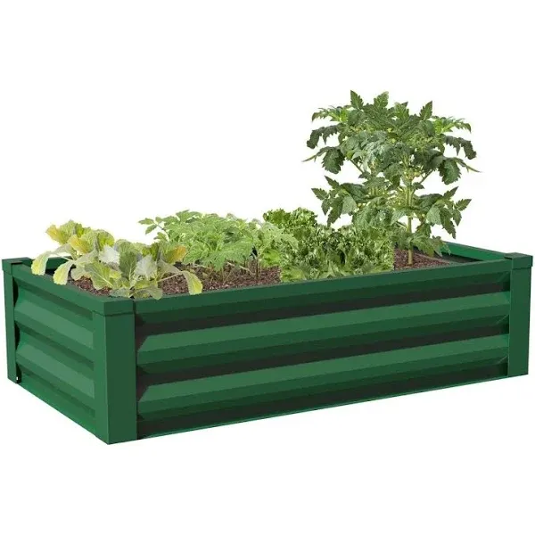 Green Powder Coated Metal Raised Garden Bed Planter - 48"L x 24"W x 10" H