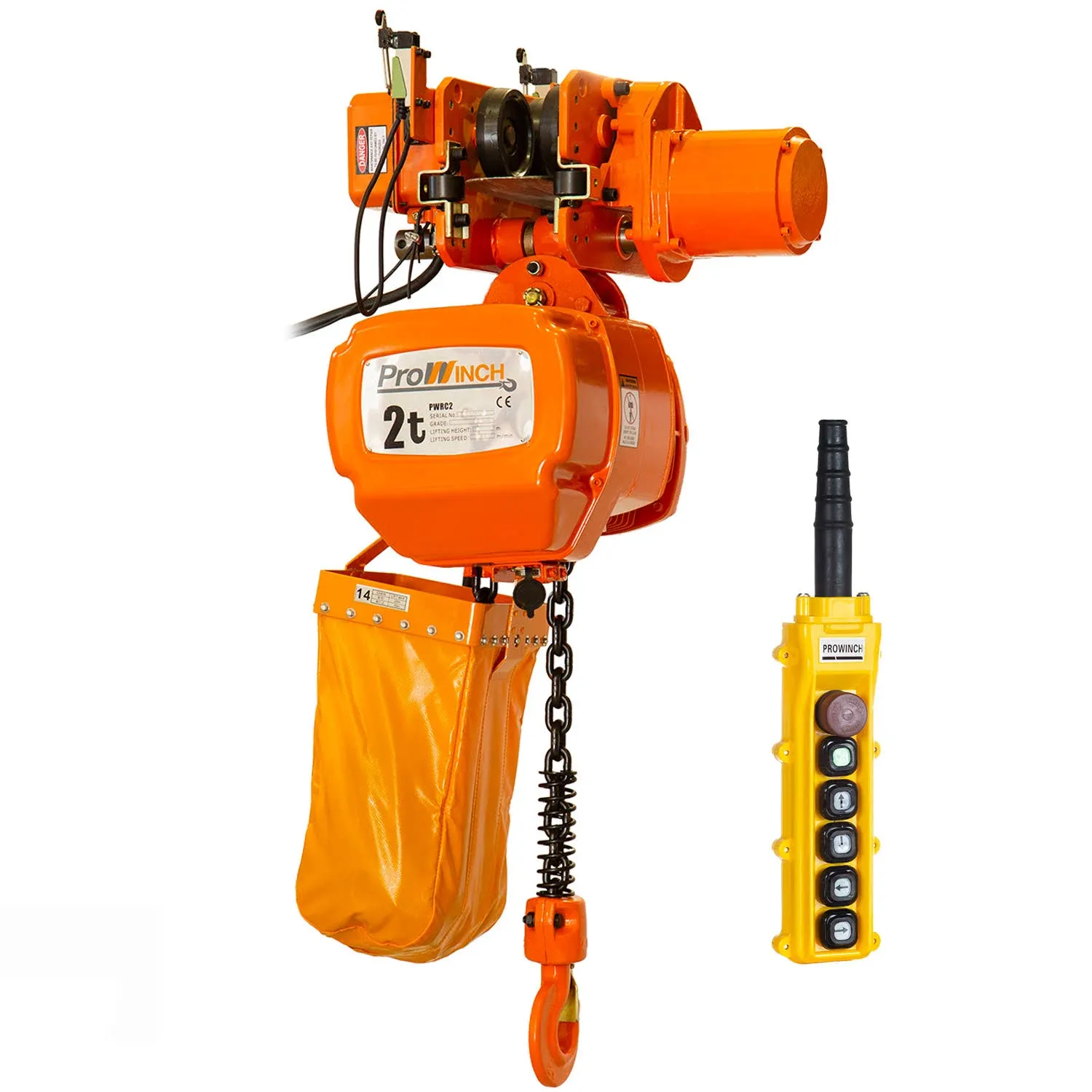 Prowinch 2 Ton Electric Chain Hoist Power Trolley 20 ft. G100 Chain M4/H3 220~240/460V