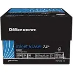 Office Depot Inkjet or Laser Paper, 3 Reams, White, Letter Size Paper, 500 Sheets per Ream, 24 lb, 98 Brightness