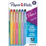 Paper Mate Flair Felt Tip Pens, Medium Point (0.7mm), Assorted Colors, 12 Count