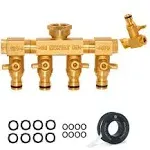 Morvat Brass 4-Way Twist Quick Connect Hose Splitter with Mount Kit, Gold