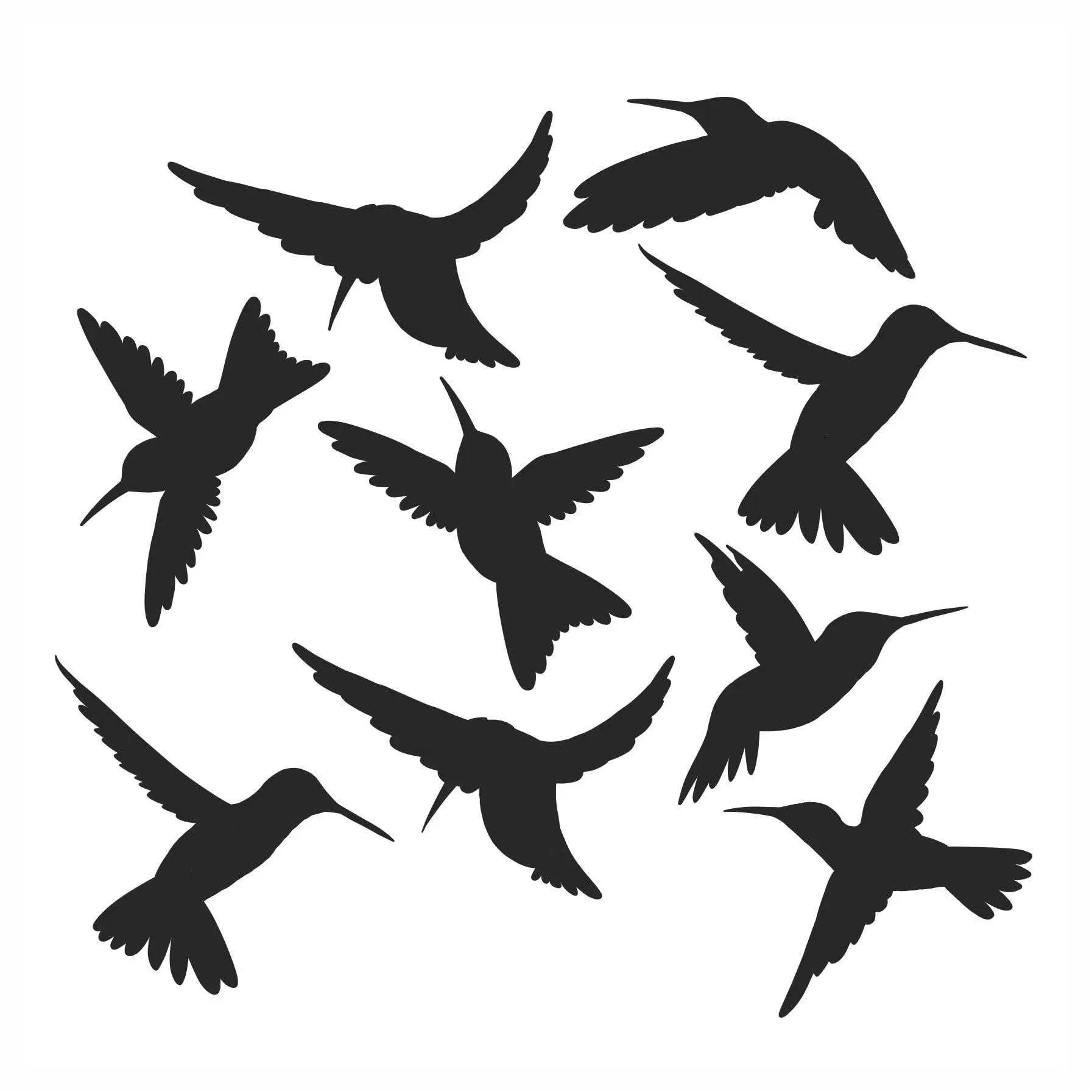 Window Flakes Silhouette Hummingbirds Window Glass Safety Home Decor Decal Clings ...