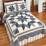 Collections Etc Reversible Sienna Star Scalloped Edge Quilt