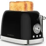 CROWNFUL 2-Slice Toaster, Extra Wide Slots Toaster, Retro Stainless Steel with Bagel, Cancel, Defrost, Reheat Function and 6-Shade Settings, Removal Crumb Tray, Green