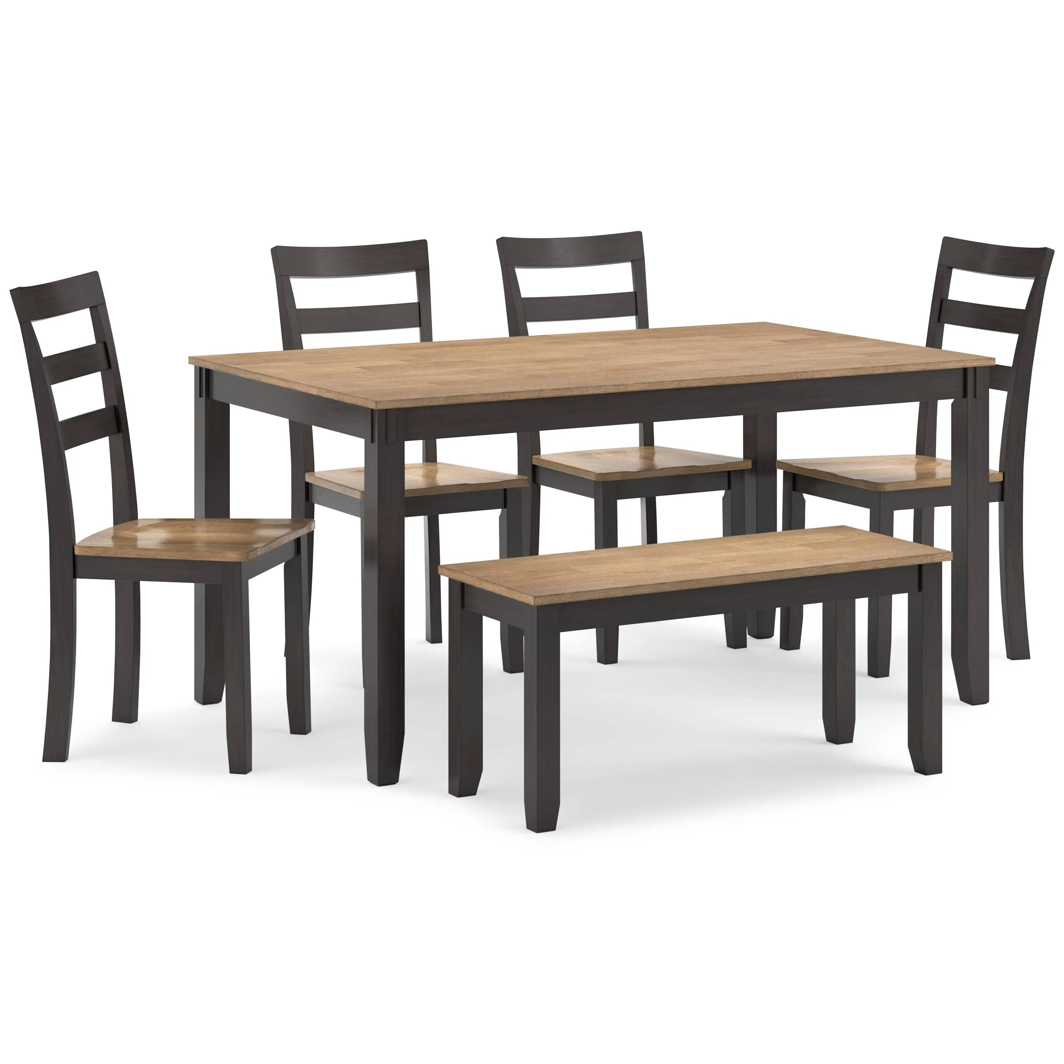 Gesthaven Natural/Brown Dining Table with 4 Chairs and Bench (Set of 6)