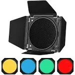 GODOX Barn Door with Honeycomb Grid 4 Color Gel Filters for 7 Inch Standard Reflector Replacement for GODOX SL60W SL150II SK400II Studio Light Portrait Still Life Photography