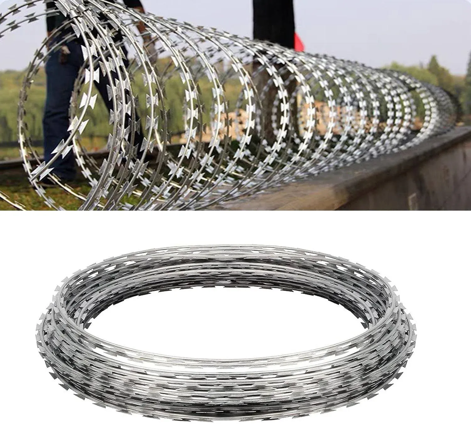 98FT Razor Wire Galvanized Barbed Wire Razor Ribbon Barbed Wire,Razor Wire fo...