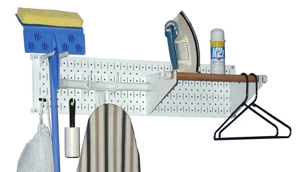 Wall Control Basic Pegboard Laundry Room Organizer Rack White Laun