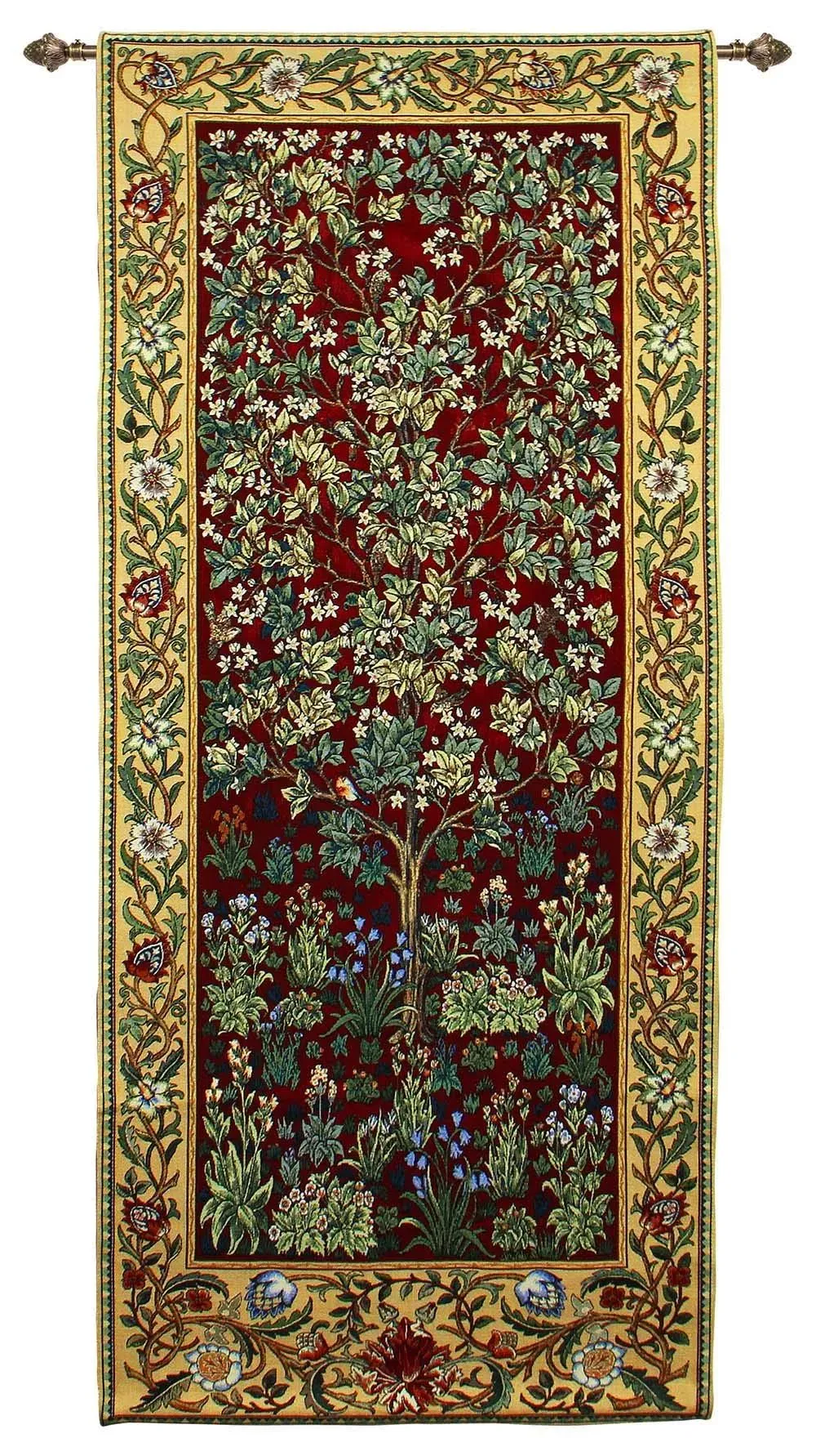 Signare William Morris Red Tree of Life Wall Hanging Wall Art | 100% Cotton Tapestry (WH-WM-TLRD-2)