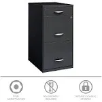 Pemberly Row 3 Drawers Vertical Charcoal Metal Filing Cabinet Pre-Assembled