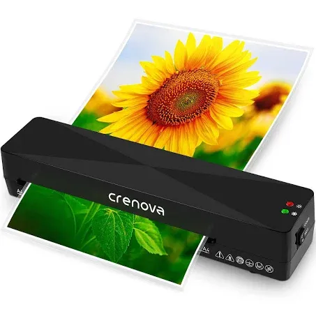 Crenova Laminator, Laminator Machine with 10 Laminating Sheets, A4 Laminating Machine Hot & Cold with Fast Warm Technology, Thermal Laminator 9 Inch for Home Office School Business Black