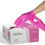 Fifth Pulse Nitrile Exam Latex Free & Powder Free Gloves - Fuchsia - Box of 50 Gloves (Medium)