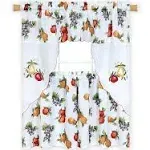 Powersellerusa Floral Butterflies Tier and Swag Curtains, Kitchen Valances for Windows, Cafe Curtains for Small Windows, Floral Swag and Butterfly