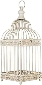 Antique White Metal Bird Cage