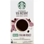 Starbucks VIA Instant Coffee, 100% Arabica, Dark Roast, Italian Roast, Decaf, Packets - 7 pack, 0.11 oz packets