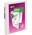 Avery Durable View Binder with Slant Rings, White, 1/2'