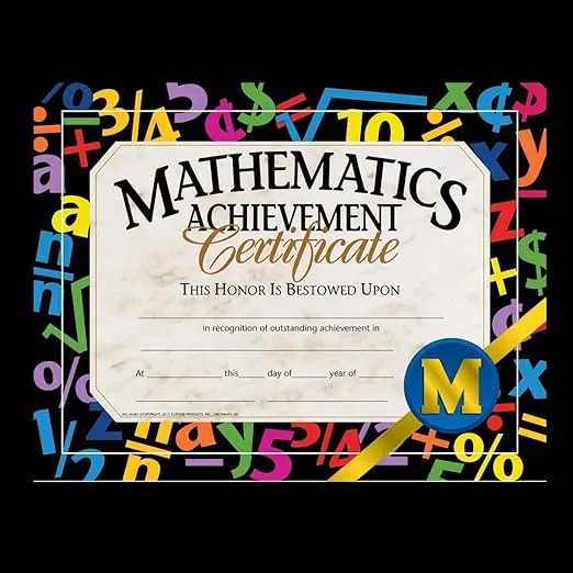 Flipside Products Mathematics Acheivement Certificate Pack of 5