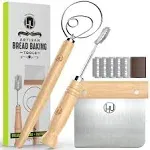 LHU Bread Making Tools and Supplies - Set of 3 - Danish Dough Whisk, Bread Lame, Bench Scraper - Dough Hook with Bread Scraper, Lame Bread Tool, Blades - Great for Baking Sourdough, Pizza, Pastry