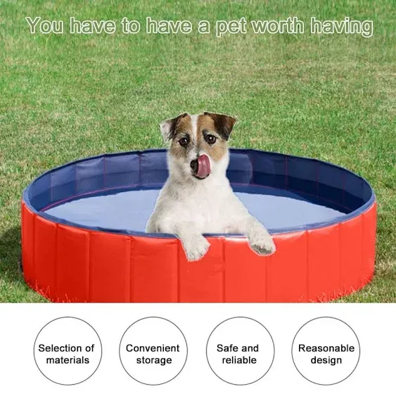 Enenes Dog Pool, Foldable Pet Pool, Small Portable PVC Dog Swimming Pool, 24 x 8 Inch Folding Dog Cat Bath Tub Indoor Collapsible Ball Pit for Dogs Puppies(Blue, Small)