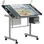 Studio Design Vision Craft Station Drafting Desk, Silver/Blue