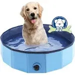 Eooqi Foldable Dog Bath Swimming Pool Plastic Kiddie Pool Professional Tub Collapsible Grooming Bathtub for Pets Kids Baby and Toddler, 32 x 8 Inches