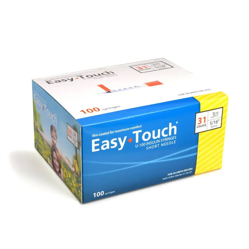 Easy Touch 31g; 3/10cc; 100ct; 8mm (5/16" in) Syringes