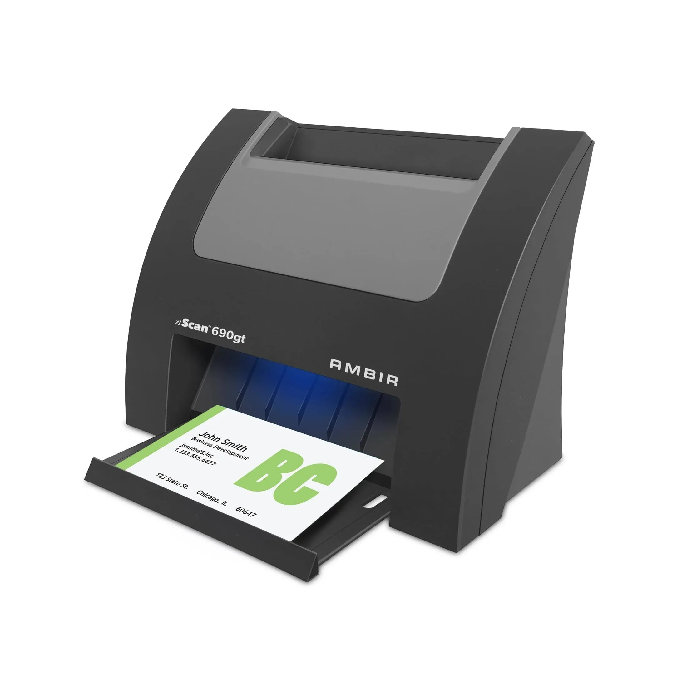 Ambir nScan 690gt - Card scanner - Dual CIS - Duplex - 4 in x 10 in - 600 dpi - USB 2.0 - with AmbirScan Business Card Reader Software