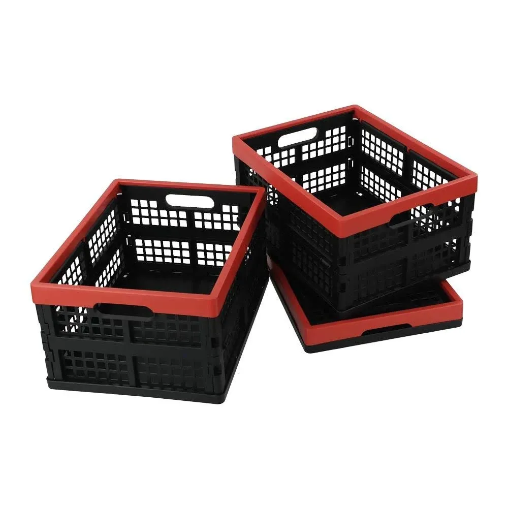 Obstnny 16 Quart Collapsible Storage Bins, Stackable Milk Crate, 3 Packs