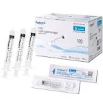 ProtectX 3ml Disposable Luer Lock Sterile Syringe (No needle), Individually Sealed, Smooth and Accurate Dispensing for Science Labs, 100-Pack