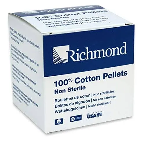 Richmond Dental & Medical 100108 Cotton Pellets, Size 3 (5/32" Diameter)