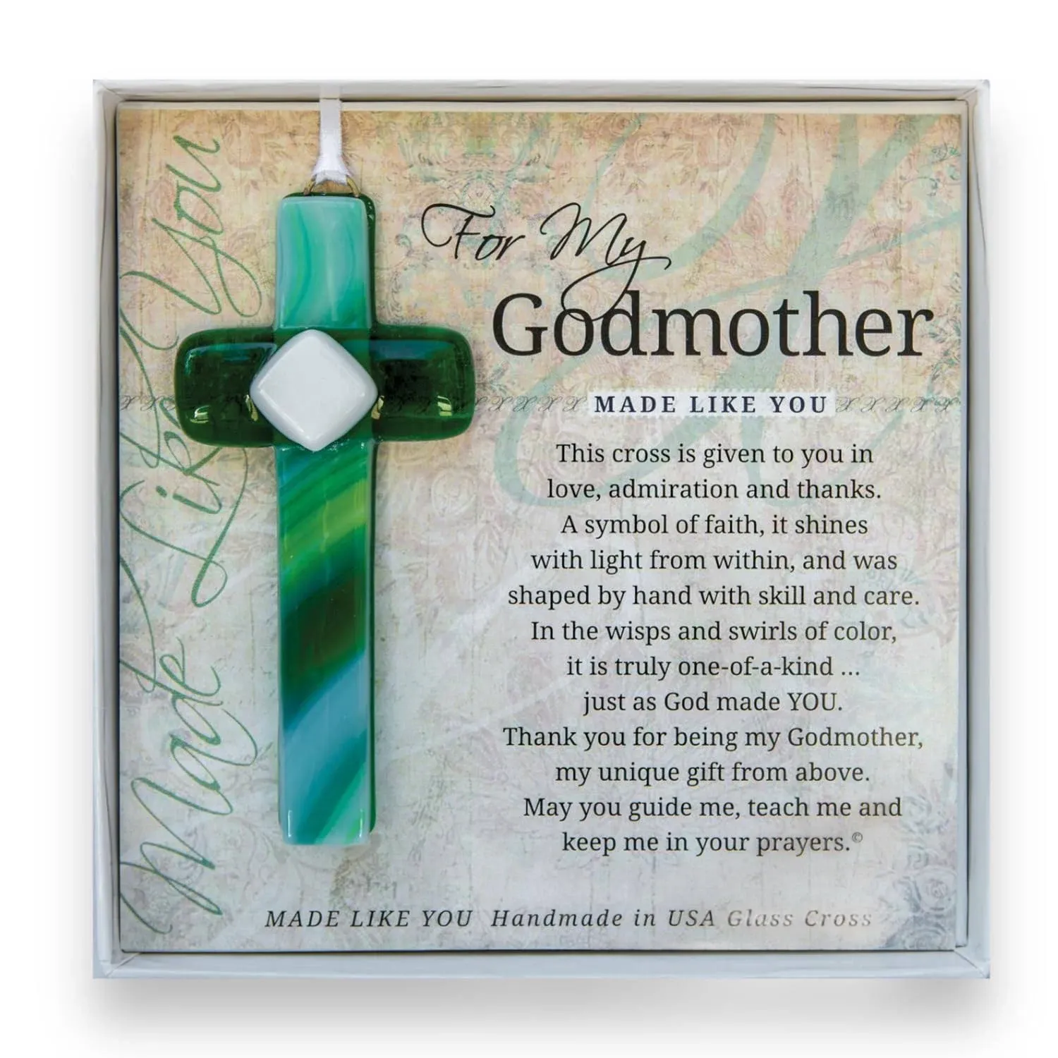 for My Godmother 4" Glass Cross